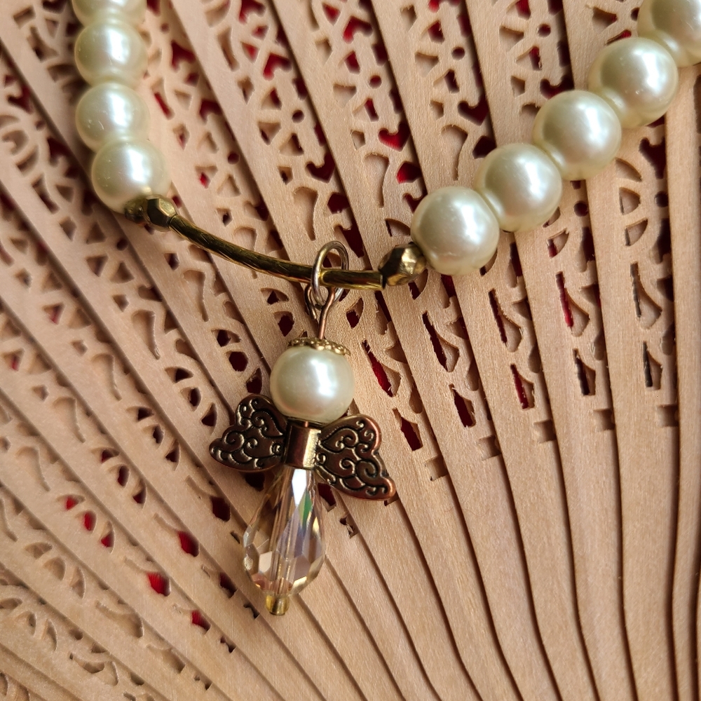 Stretchy Bracelet Beaded Angel Charm